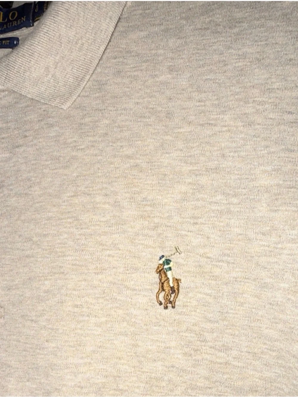 Ralph Lauren Men’s Classic Fit Long Sleeve Polo Shirt Flesh Pony- Taupe Size L
